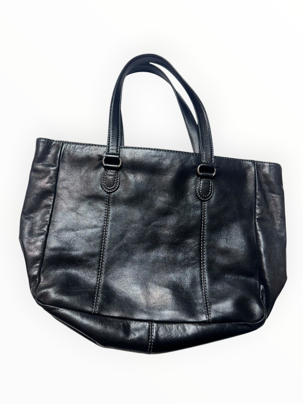 Timeless black leather tote from Adrienne Vittadini. Smooth leather - Picture 1 of 11